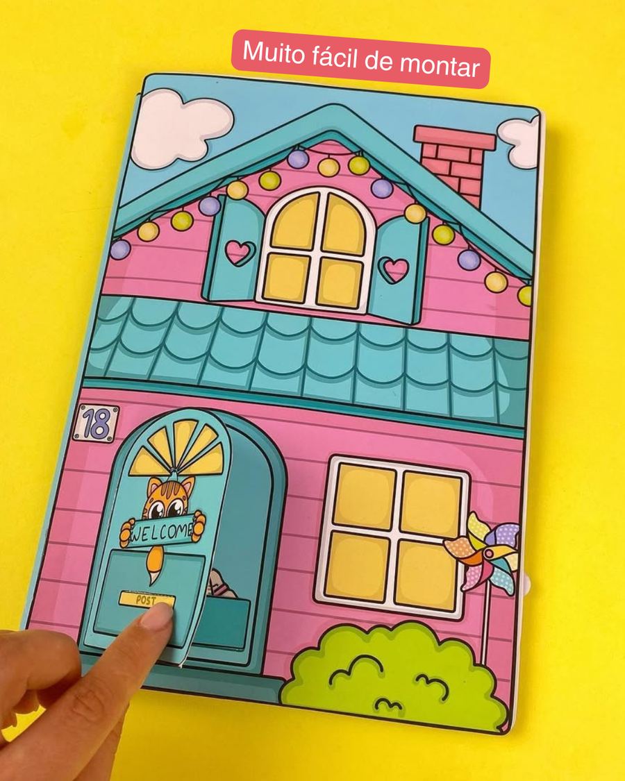 Niña jugando con tienda de flores de papel