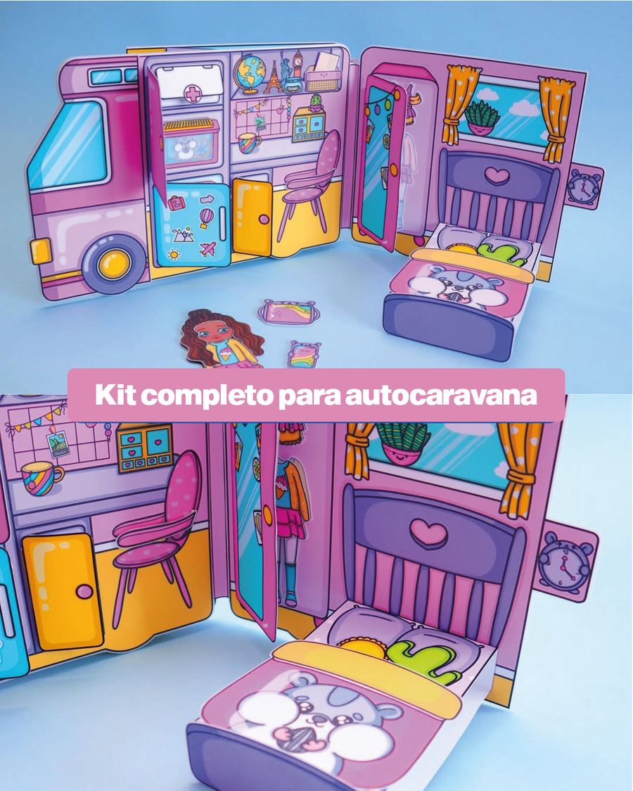 Niña decorando su casita de papel